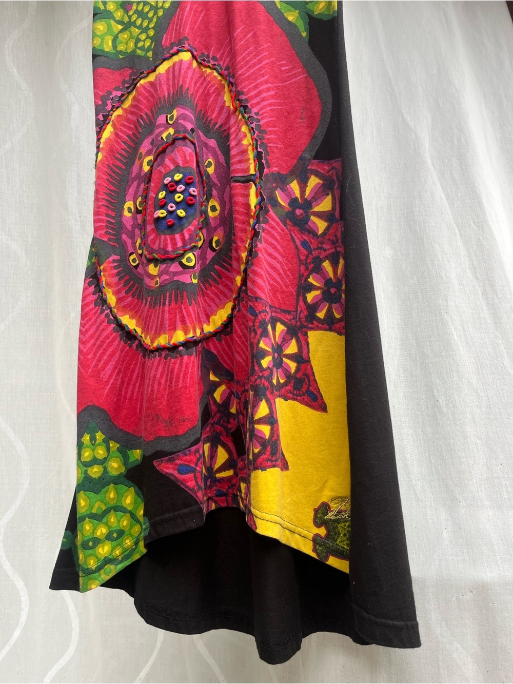 Desigual Graphic Floral Mandala Tank Dress Tunic Top Embroidered Cotton Small